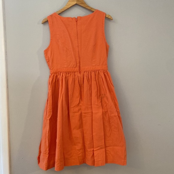 Modcloth Women's Size Large Revel and Relish Coral Orange Retro Bow Sun Dress - Picture 8 of 10